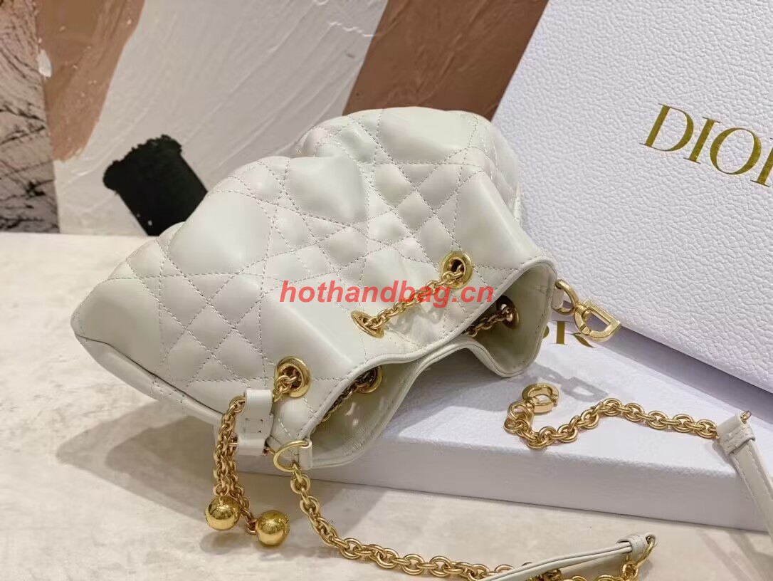 SMALL DIOR AMMI BAG Sand WHITE Supple Macrocannage Lambskin M22567F SMALL DIOR AMMI BAG Sand WHITE Supple Macrocannage Lambskin M22567F