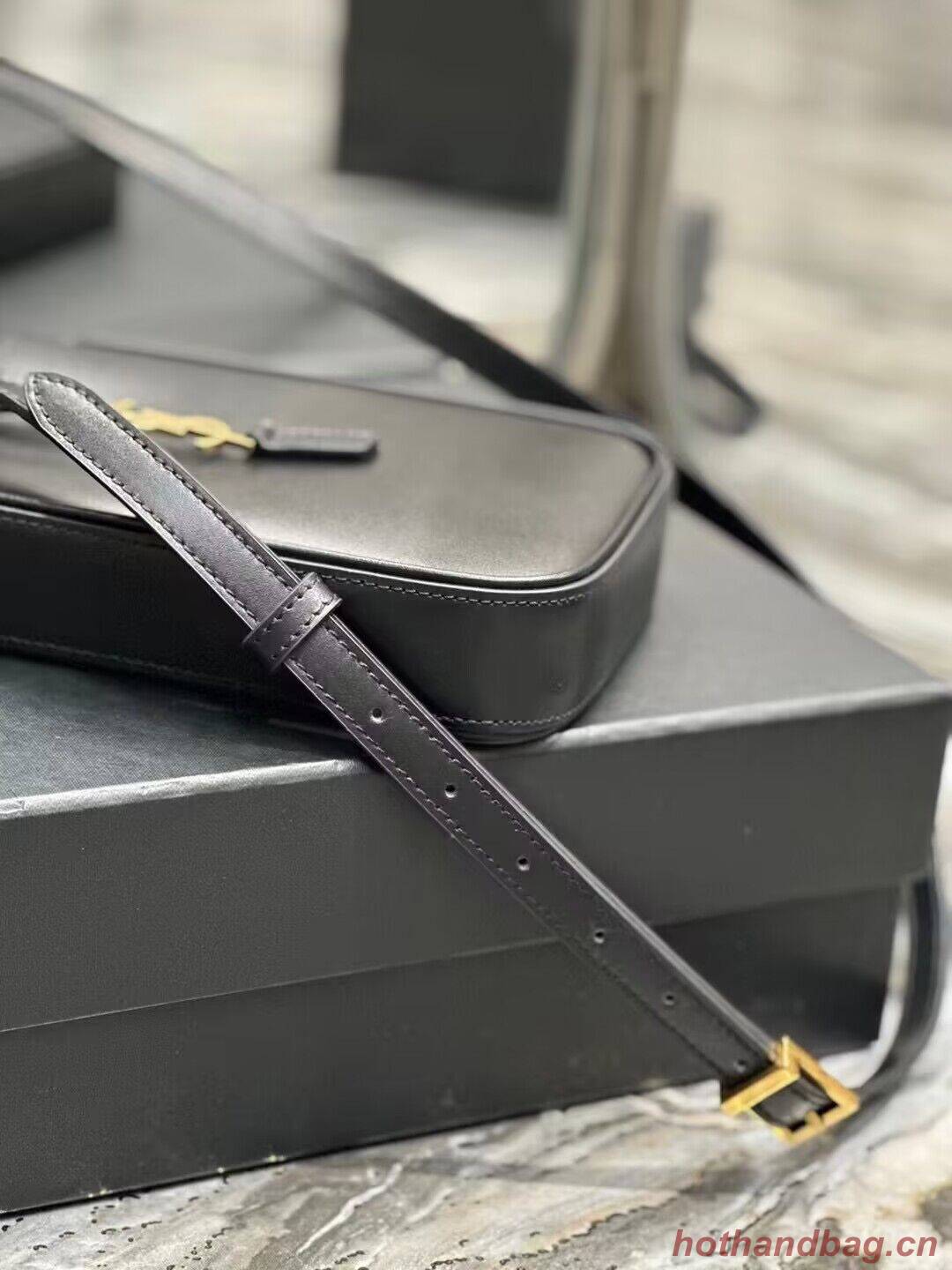 SAINT LAURENT LE 5 A 7 MINI VERTICAL IN SHINY LEATHER 7352142 black