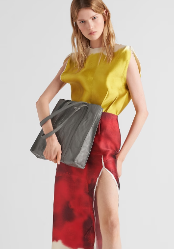 Prada Small antique nappa leather tote 1BG459 Slate Gray Prada Small antique nappa leather tote 1BG459 Slate Gray