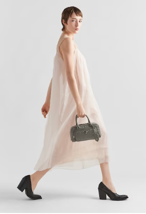 Prada Antique nappa leather multi-pocket top-handle bag 1BB099 gray Prada Antique nappa leather multi-pocket top-handle bag 1BB099 gray