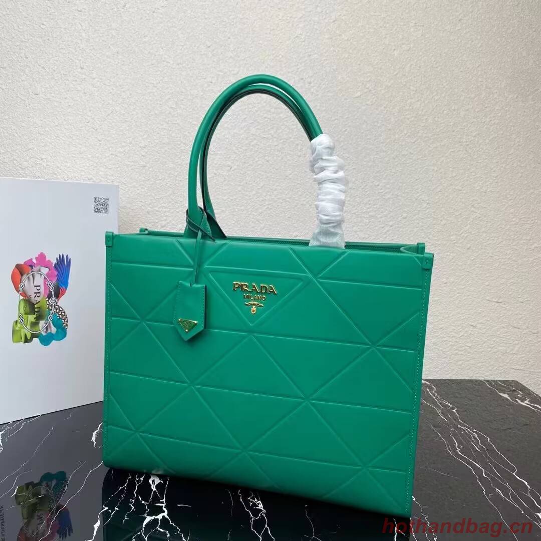 Prada Large leather Prada Symbole bag with topstitching 1BA377 green Prada Large leather Prada Symbole bag with topstitching 1BA377 green
