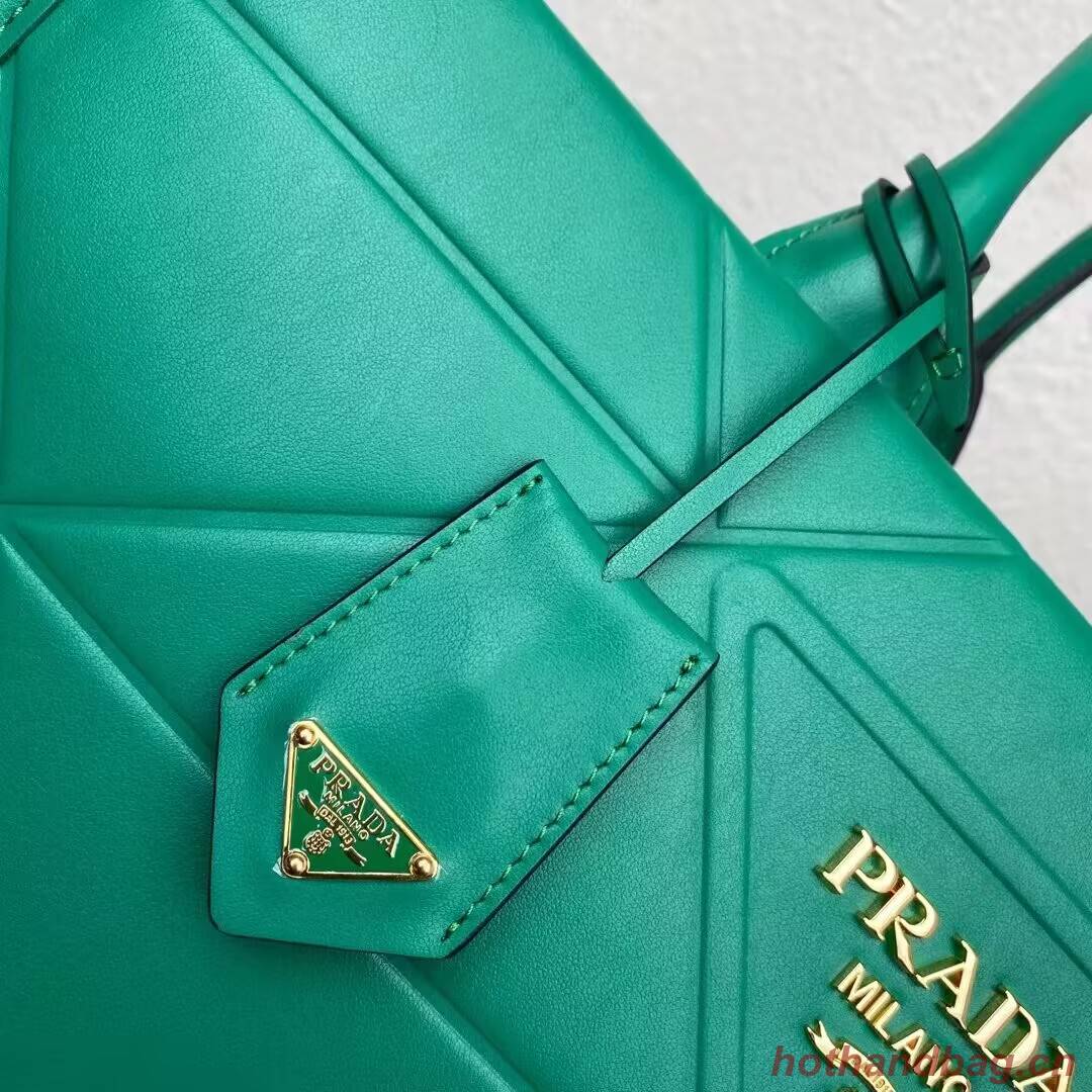 Prada Large leather Prada Symbole bag with topstitching 1BA377 green Prada Large leather Prada Symbole bag with topstitching 1BA377 green