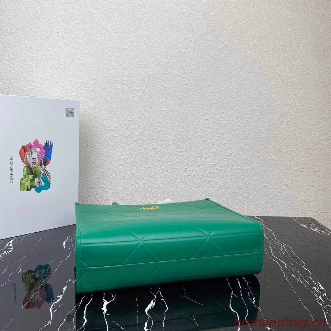 Prada Large leather Prada Symbole bag with topstitching 1BA377 green Prada Large leather Prada Symbole bag with topstitching 1BA377 green