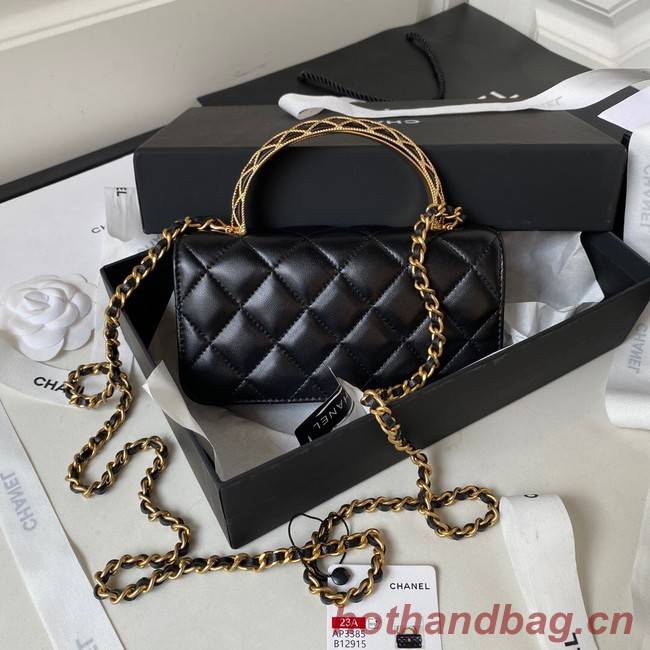 Chanel MINI FLAP BAG WITH TOP HANDLE AP3385 black