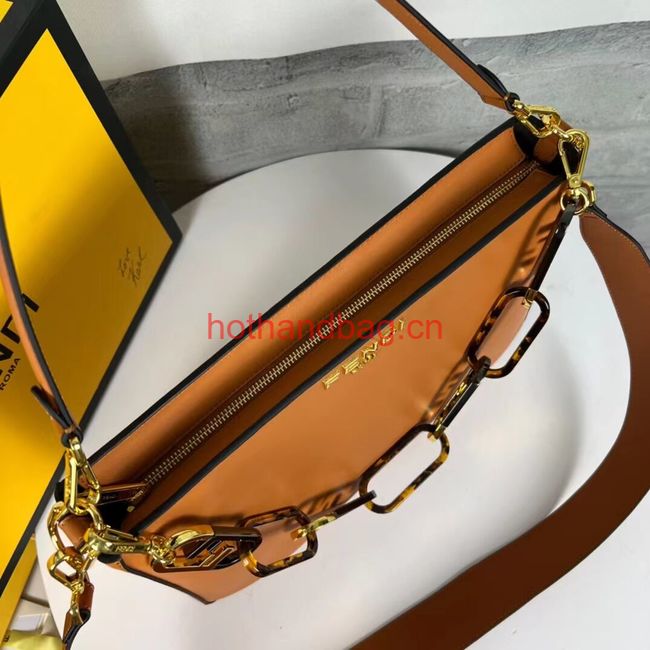 Fendi O Lock Zipper leather bag F1068 brown Fendi O Lock Zipper leather bag F1068 brown