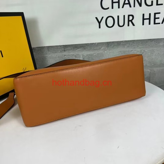 Fendi O Lock Zipper leather bag F1068 brown Fendi O Lock Zipper leather bag F1068 brown