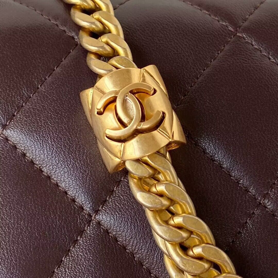 CHANEL FLAP BAG Lambskin & Gold-Tone Metal AS3609 Dark Brown CHANEL FLAP BAG Lambskin & Gold-Tone Metal AS3609 Dark Brown