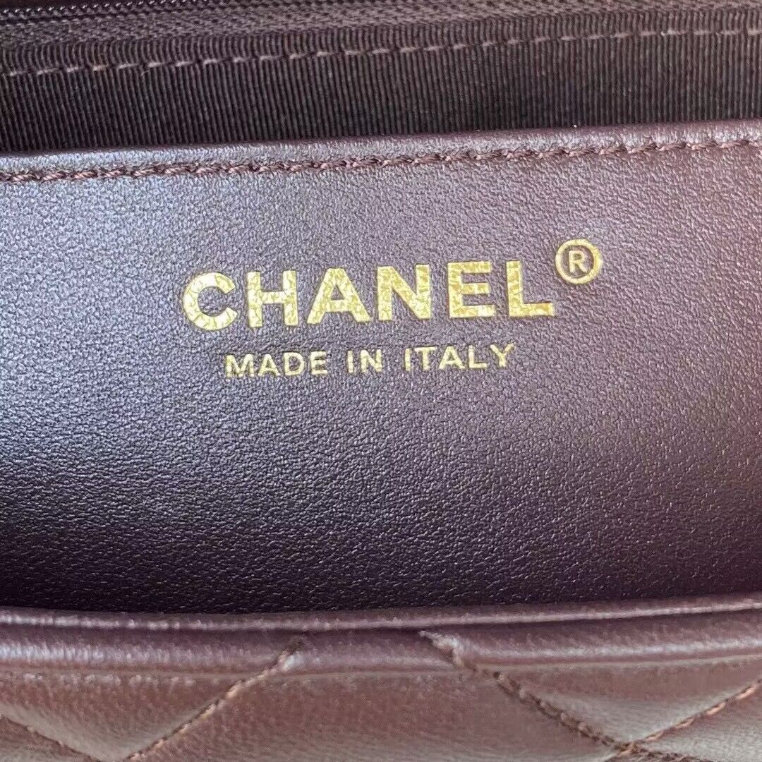 CHANEL FLAP BAG Lambskin & Gold-Tone Metal AS3609 Dark Brown CHANEL FLAP BAG Lambskin & Gold-Tone Metal AS3609 Dark Brown