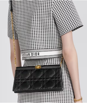 DIOR CARO COLLE NOIRE CLUTCH WITH CHAIN Black Cannage Lambskin S5166UDBB DIOR CARO COLLE NOIRE CLUTCH WITH CHAIN Black Cannage Lambskin S5166UDBB