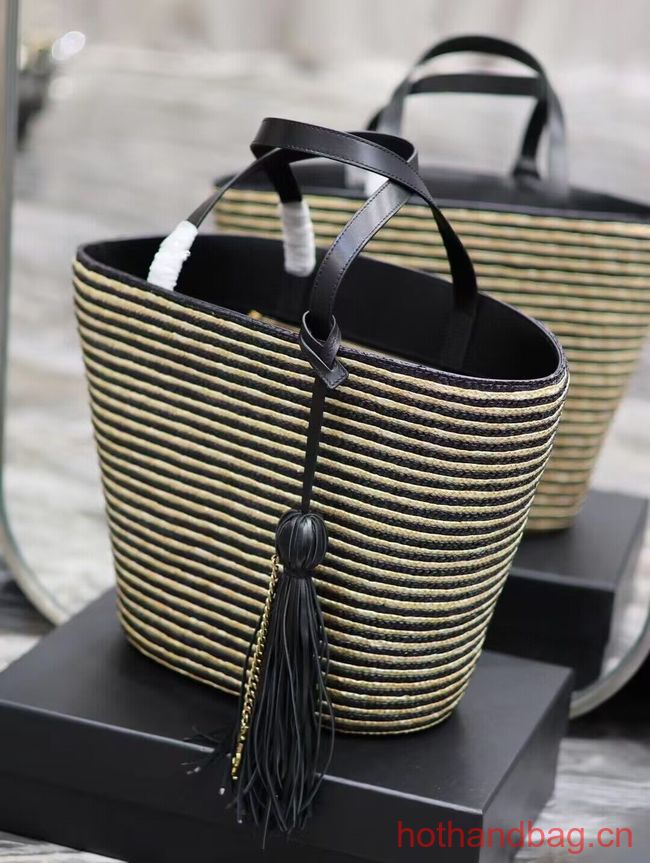 SAINT LAUREN RIVE GAUCHE TOTE BAG IN RAFFIA AND LEATHER Y860030 apricot SAINT LAUREN RIVE GAUCHE TOTE BAG IN RAFFIA AND LEATHER Y860030 apricot