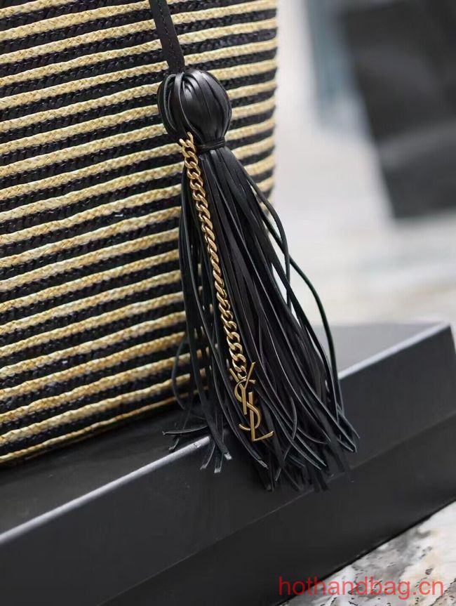 SAINT LAUREN RIVE GAUCHE TOTE BAG IN RAFFIA AND LEATHER Y860030 apricot SAINT LAUREN RIVE GAUCHE TOTE BAG IN RAFFIA AND LEATHER Y860030 apricot