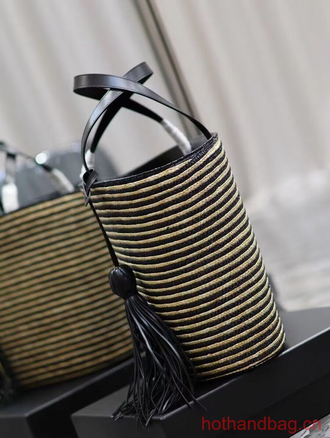 SAINT LAUREN RIVE GAUCHE TOTE BAG IN RAFFIA AND LEATHER Y860030 apricot SAINT LAUREN RIVE GAUCHE TOTE BAG IN RAFFIA AND LEATHER Y860030 apricot