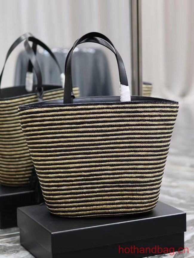 SAINT LAUREN RIVE GAUCHE TOTE BAG IN RAFFIA AND LEATHER Y860030 apricot SAINT LAUREN RIVE GAUCHE TOTE BAG IN RAFFIA AND LEATHER Y860030 apricot