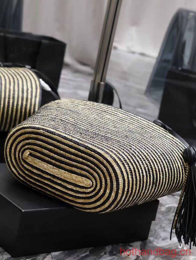 SAINT LAUREN RIVE GAUCHE TOTE BAG IN RAFFIA AND LEATHER Y860030 apricot SAINT LAUREN RIVE GAUCHE TOTE BAG IN RAFFIA AND LEATHER Y860030 apricot