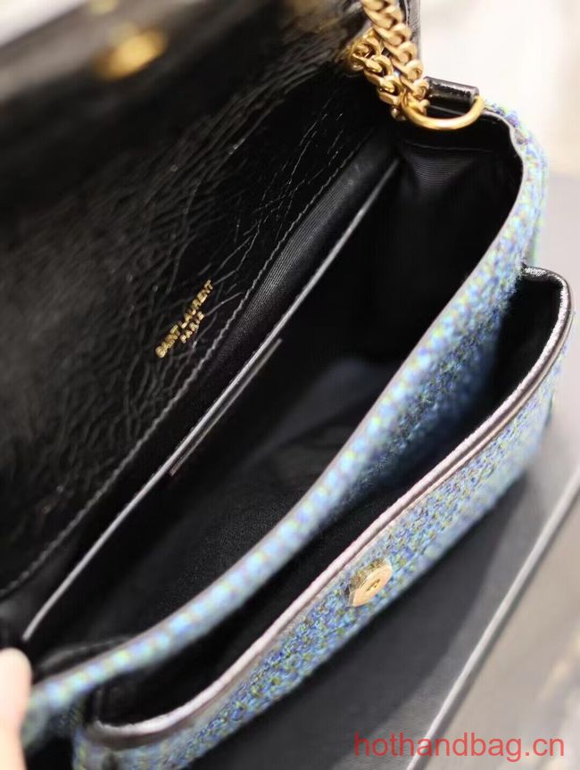SAINT LAUREN NIKI SMALL CHAIN BAG IN Tweed LEATHER 933151 blue SAINT LAUREN NIKI SMALL CHAIN BAG IN Tweed LEATHER 933151 blue