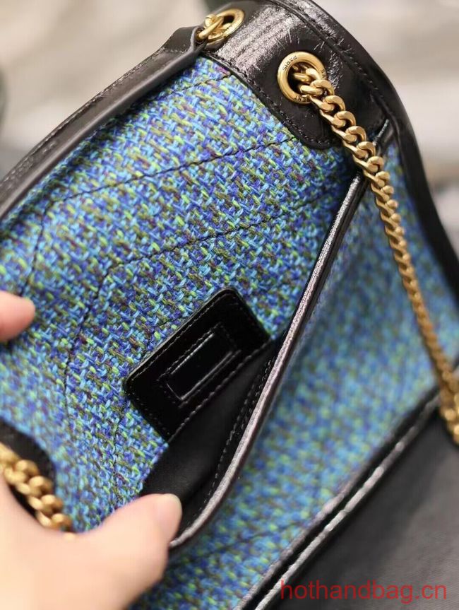 SAINT LAUREN NIKI SMALL CHAIN BAG IN Tweed LEATHER 933151 blue SAINT LAUREN NIKI SMALL CHAIN BAG IN Tweed LEATHER 933151 blue