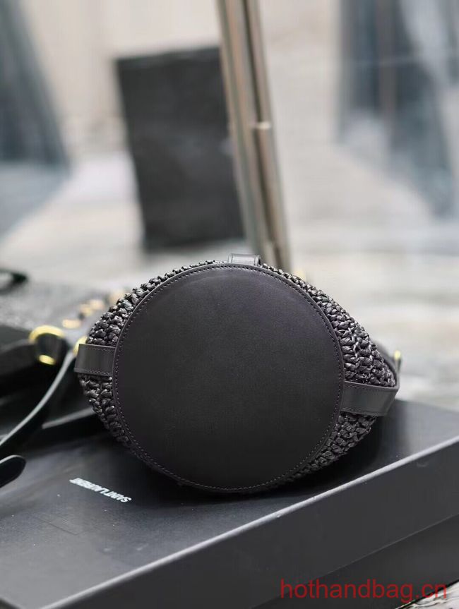 SAINT LAURENT IN RAFFIA AND LEATHER Shoulder Bag Y998223 BLACK SAINT LAURENT IN RAFFIA AND LEATHER Shoulder Bag Y998223 BLACK