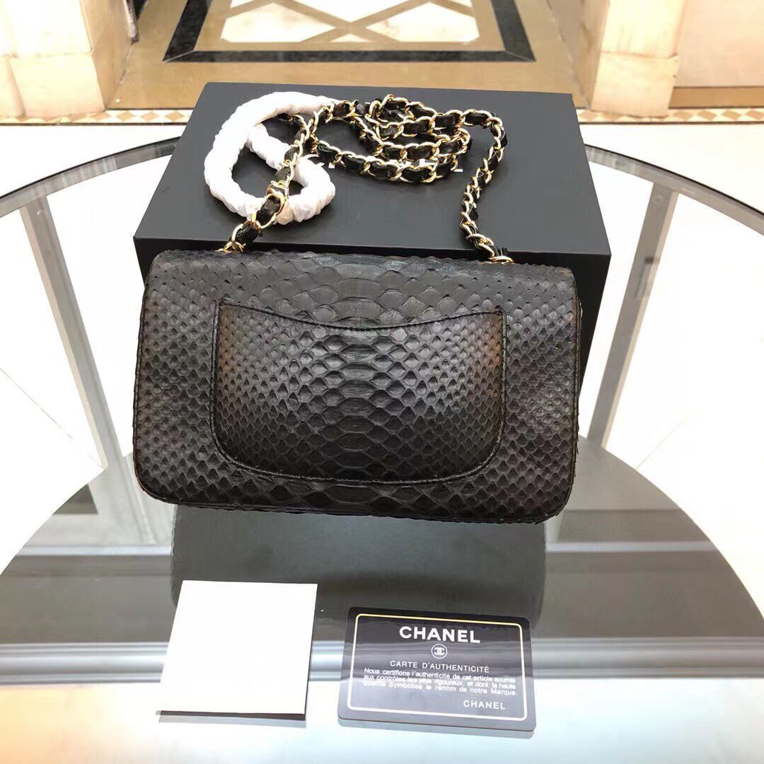 Chanel Mini Flap Bag Python & Gold-Tone Metal D69900 Black Chanel Mini Flap Bag Python & Gold-Tone Metal D69900 Black