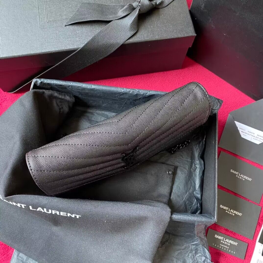 YSL WOC Classic Monogramme Flap Bag Cannage Pattern Y1003 Black & Black Tone YSL WOC Classic Monogramme Flap Bag Cannage Pattern Y1003 Black & Black Tone