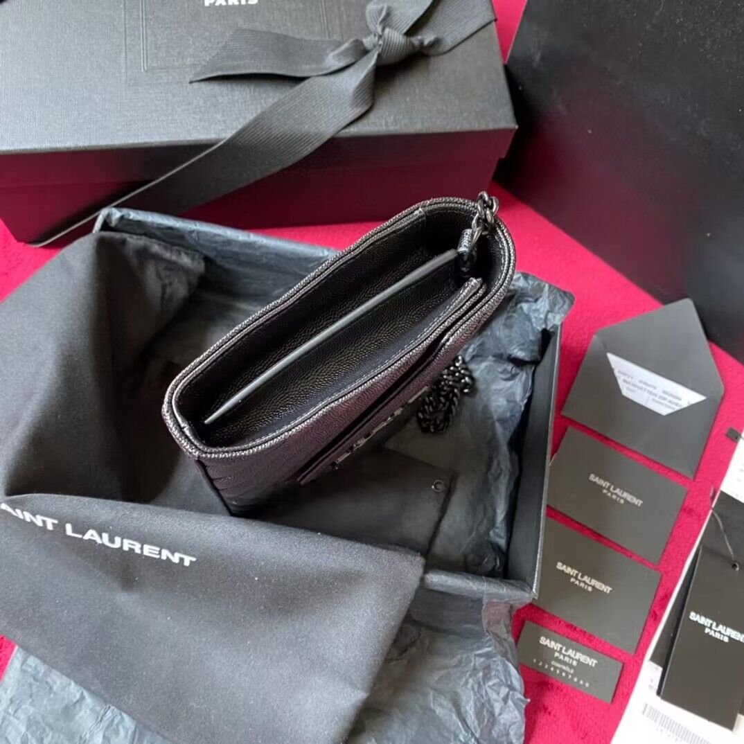 YSL WOC Classic Monogramme Flap Bag Cannage Pattern Y1003 Black & Black Tone YSL WOC Classic Monogramme Flap Bag Cannage Pattern Y1003 Black & Black Tone