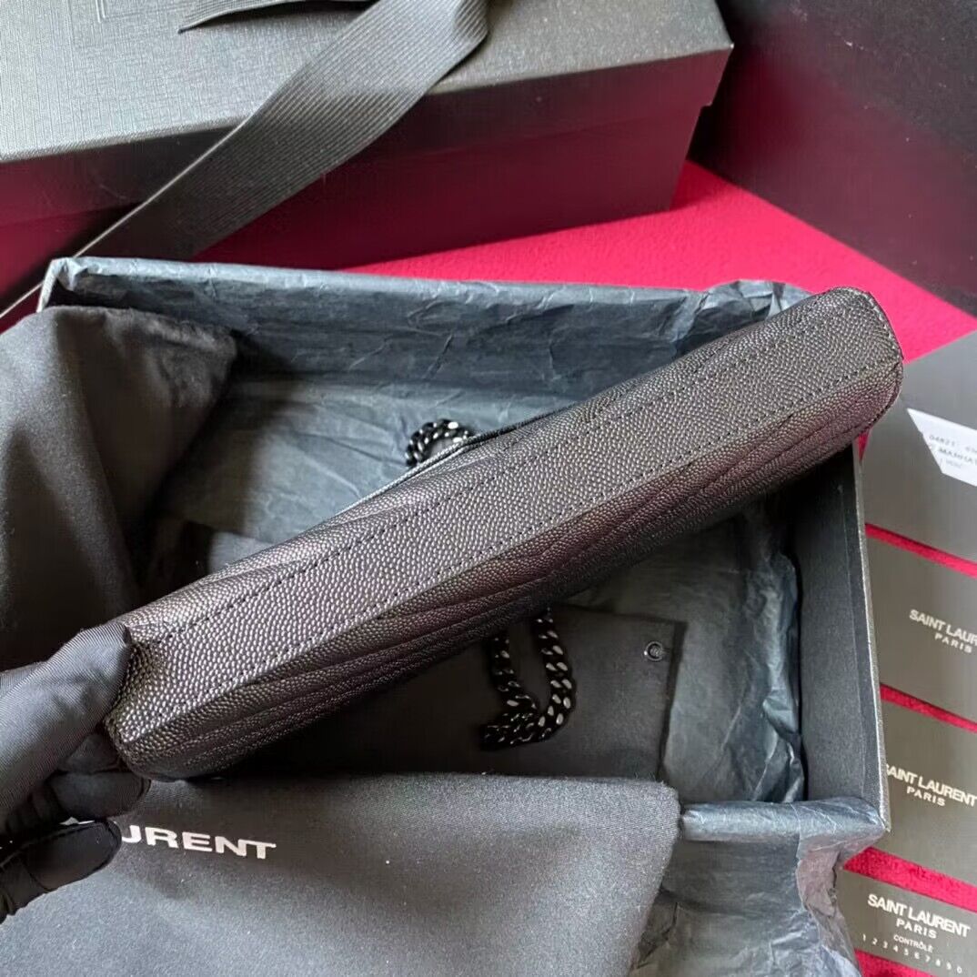 YSL WOC Classic Monogramme Flap Bag Cannage Pattern Y1003 Black & Black Tone YSL WOC Classic Monogramme Flap Bag Cannage Pattern Y1003 Black & Black Tone