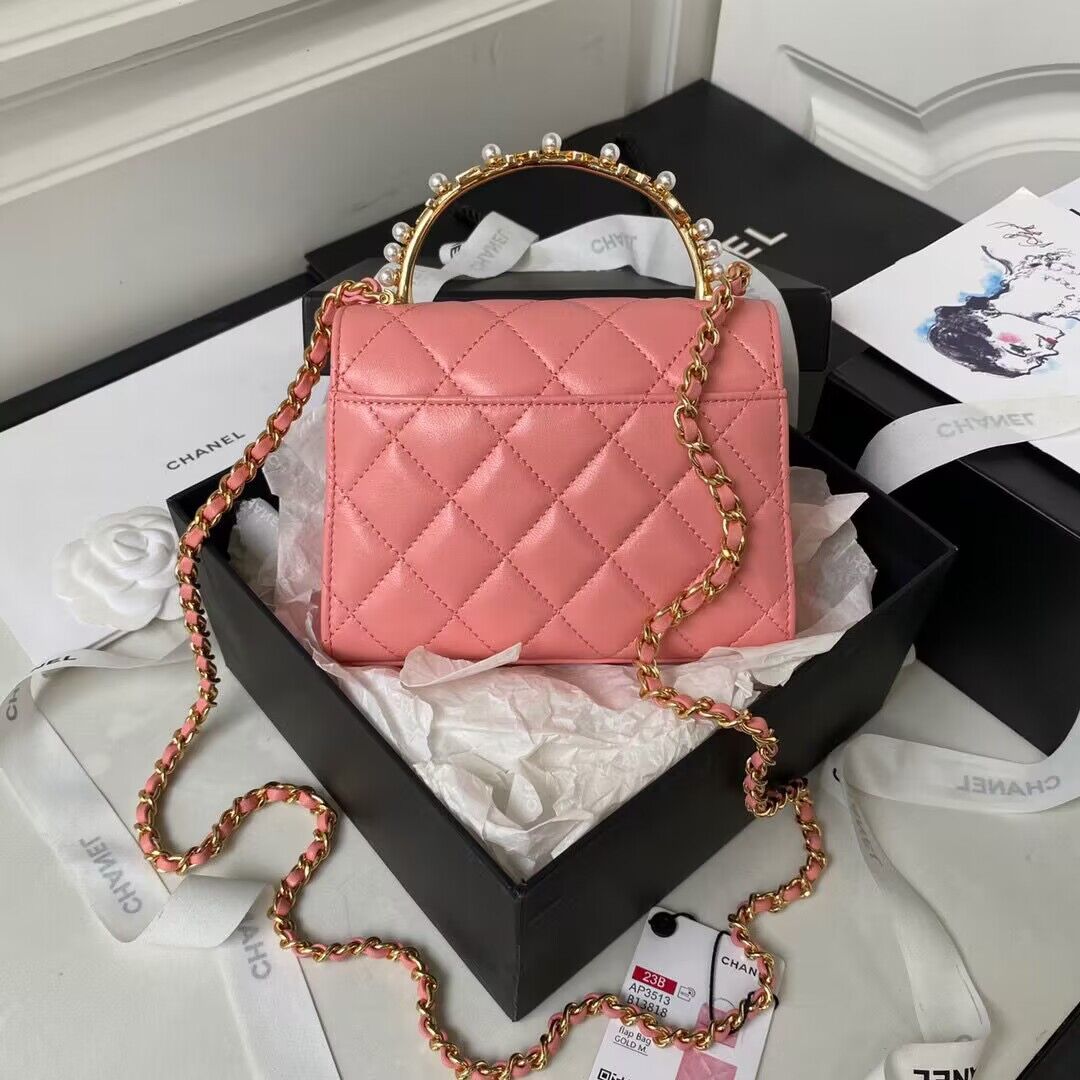 CHANEL 22B Kelly Pearl Top Handle Bag AP3513 Pink CHANEL 22B Kelly Pearl Top Handle Bag AP3513 Pink