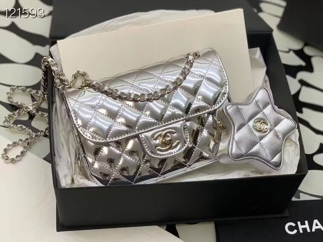 Chanel Mini Flap Bag & Star Coin Bag AS4646 Silver Chanel Mini Flap Bag & Star Coin Bag AS4646 Silver