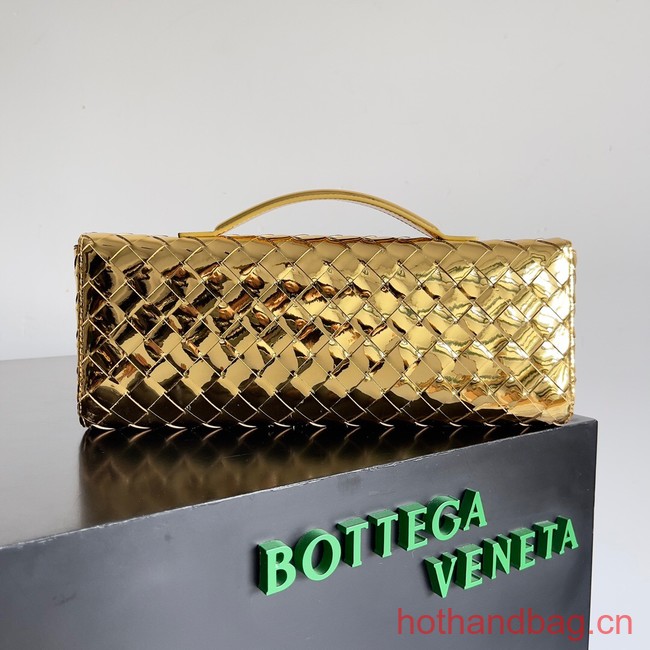 Bottega Veneta Original Patent Leather Long Clutch Andiamo With Handle 741511 gold 