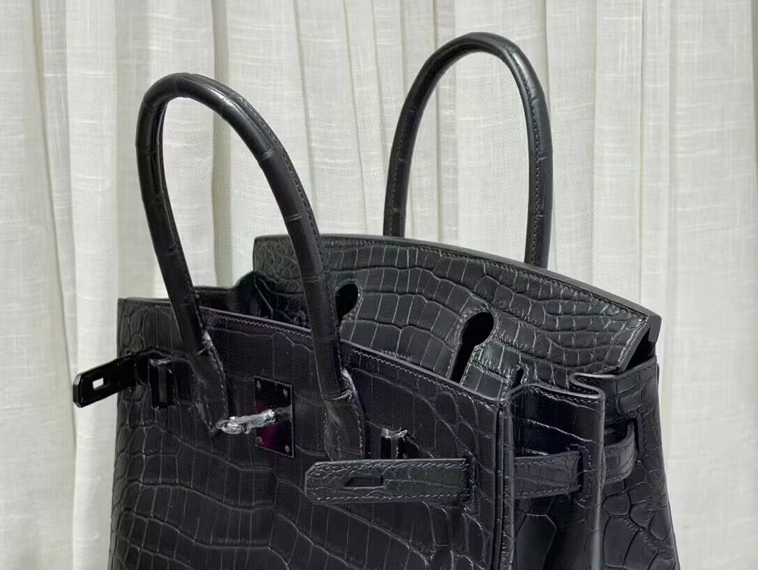 Hermes Birkin 30CM Original Crocodile Leather Bag BK30 Black Hermes Birkin 30CM Original Crocodile Leather Bag BK30 Black