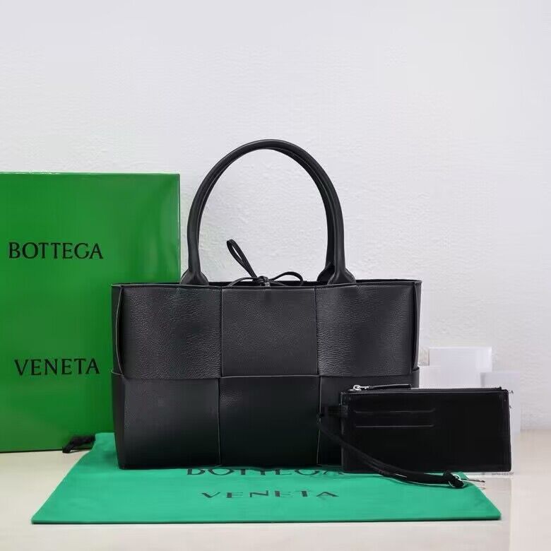 Bottega Veneta Medium Arco Intreccio grained Leather Tote Bag 9892 Black Bottega Veneta Medium Arco Intreccio grained Leather Tote Bag 9892 Black