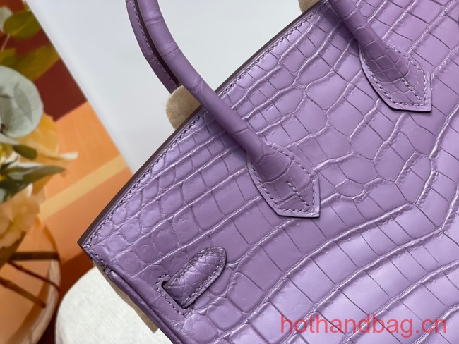 Hermes Birkin 30CM Original Crocodile Leather Bag 5530 Light purple