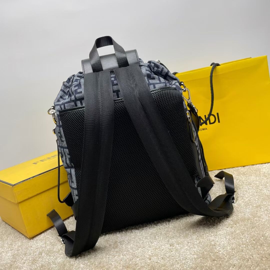 Fendi FF Jacquard Fendi Strike Medium fabric backpack 7VZ070A Denim Fendi FF Jacquard Fendi Strike Medium fabric backpack 7VZ070A Denim