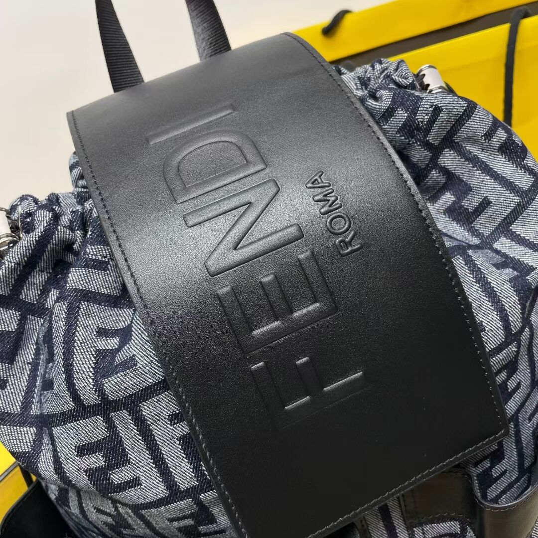 Fendi FF Jacquard Fendi Strike Medium fabric backpack 7VZ070A Denim Fendi FF Jacquard Fendi Strike Medium fabric backpack 7VZ070A Denim