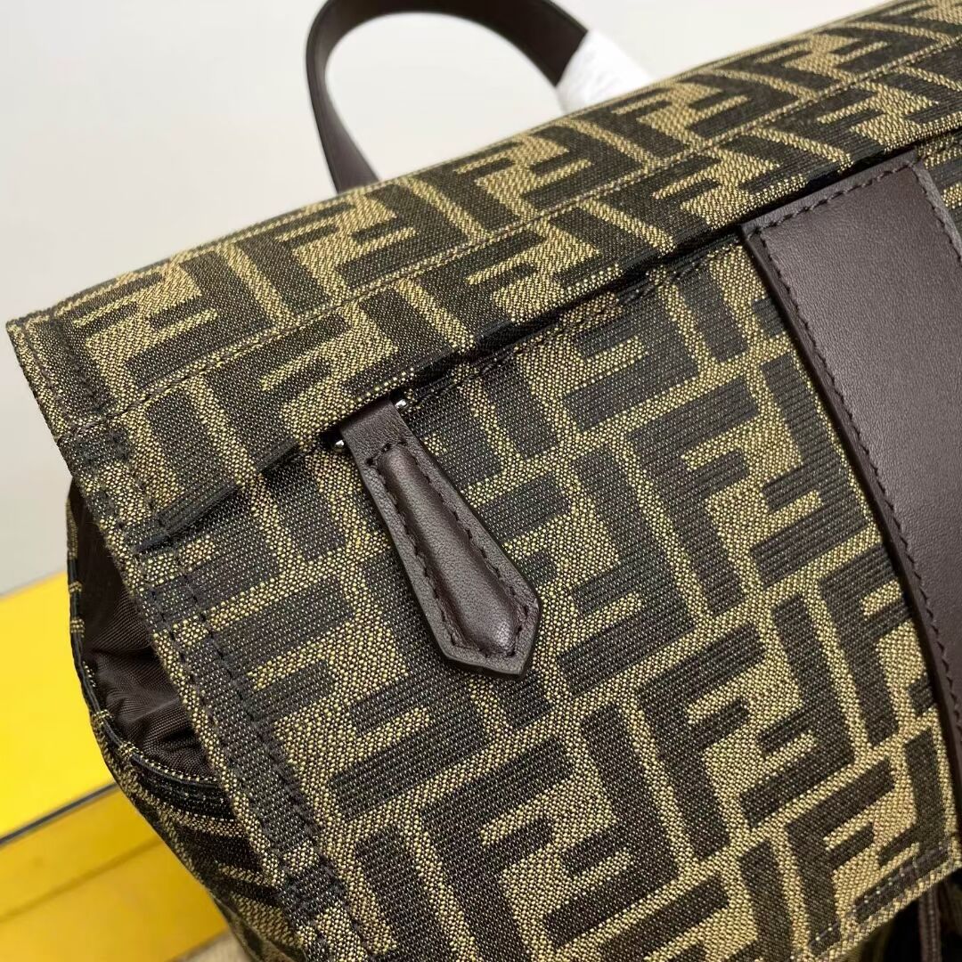 Fendi FF Jacquard Strike Medium fabric backpack F7602 Brown Fendi FF Jacquard Strike Medium fabric backpack F7602 Brown