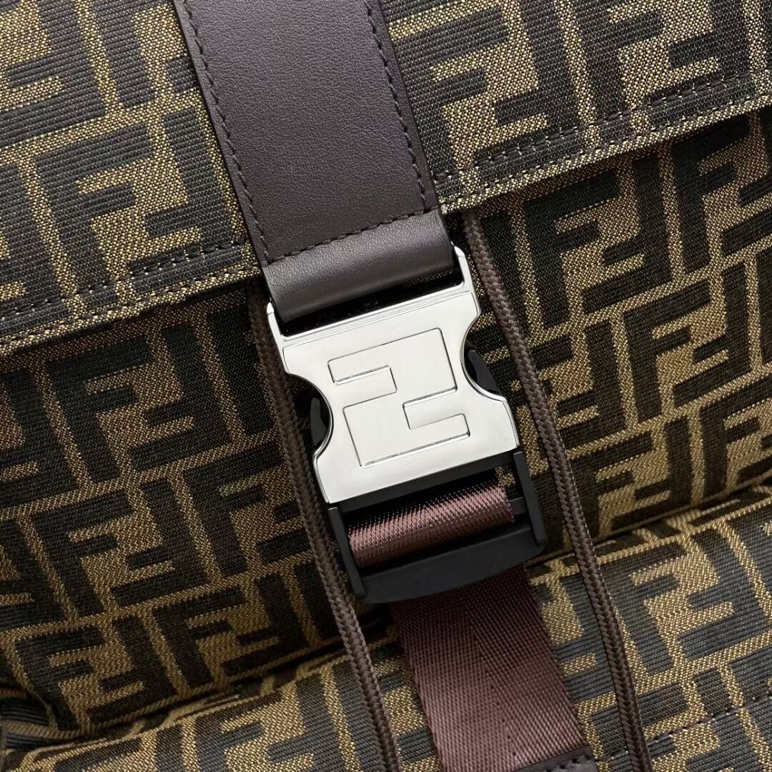 Fendi FF Jacquard Strike Medium fabric backpack F7602 Brown Fendi FF Jacquard Strike Medium fabric backpack F7602 Brown