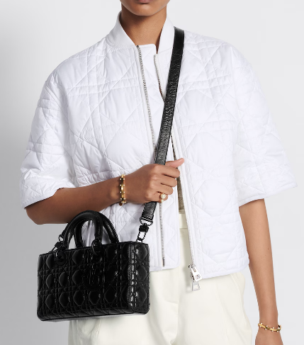 DIOR Medium Lady D-Joy Bag Black Crinkled Cannage Calfskin M0540SNI DIOR Medium Lady D-Joy Bag Black Crinkled Cannage Calfskin M0540SNI