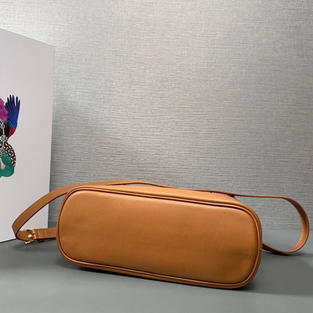 Prada Original Leather Double Top Handle Bag 1BA418 Brown