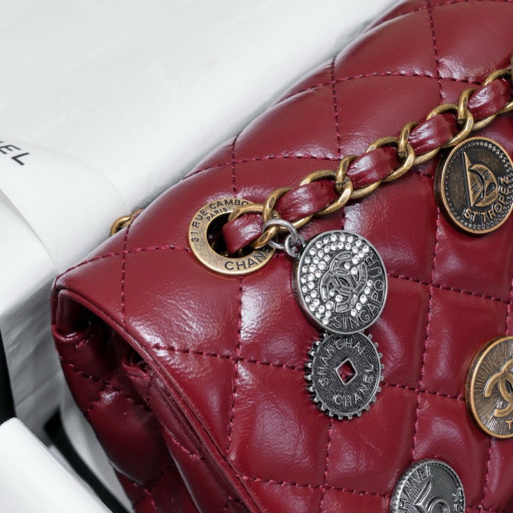 Chanel 2.55 Series Flap Bag Original Sheepskin Leather 92674 Wine Bronze-Tone Chanel 2.55 Series Flap Bag Original Sheepskin Leather 92674 Wine Bronze-Tone