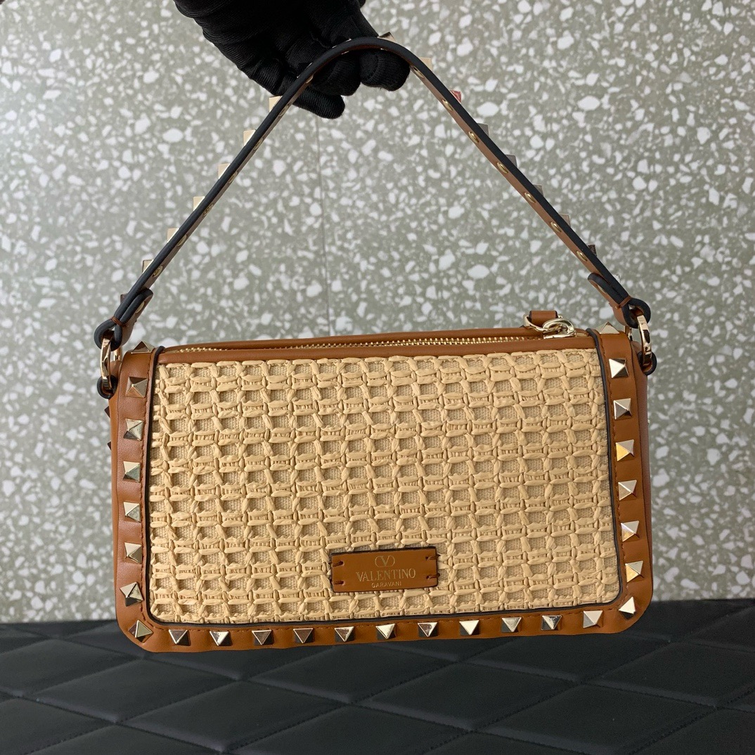 VALENTINO VLOGO SIGNATURE RAFFIA Mini Shoulder Bag 03111 brown VALENTINO VLOGO SIGNATURE RAFFIA Mini Shoulder Bag 03111 brown