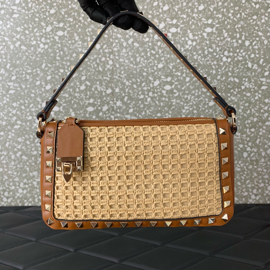 VALENTINO VLOGO SIGNATURE RAFFIA Mini Shoulder Bag 03111 brown VALENTINO VLOGO SIGNATURE RAFFIA Mini Shoulder Bag 03111 brown