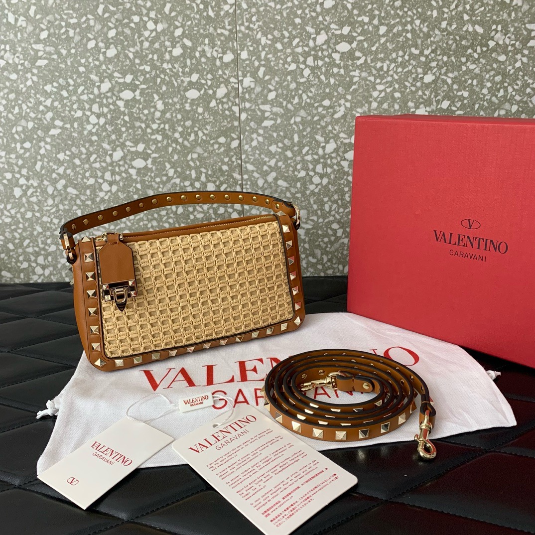 VALENTINO VLOGO SIGNATURE RAFFIA Mini Shoulder Bag 03111 brown VALENTINO VLOGO SIGNATURE RAFFIA Mini Shoulder Bag 03111 brown