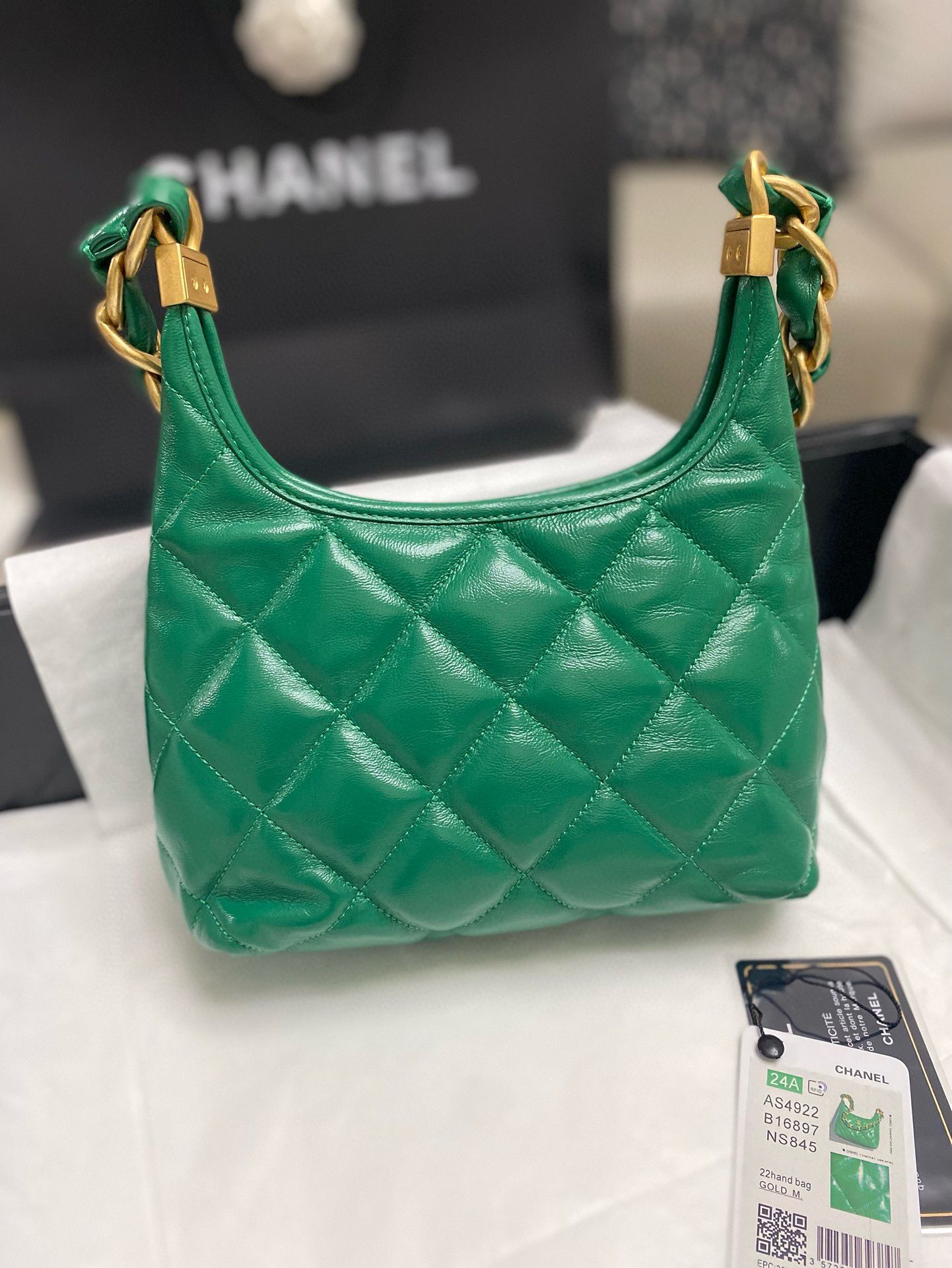 Chanel 24A Original Leather Hobo Bag AS4922 AS4923 Green Chanel 24A Original Leather Hobo Bag AS4922 AS4923 Green