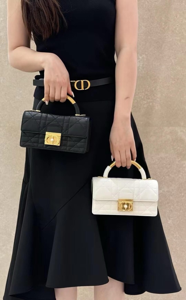 Mini Dior Ange Bag Latte Macrocannage Calfskin M4401U