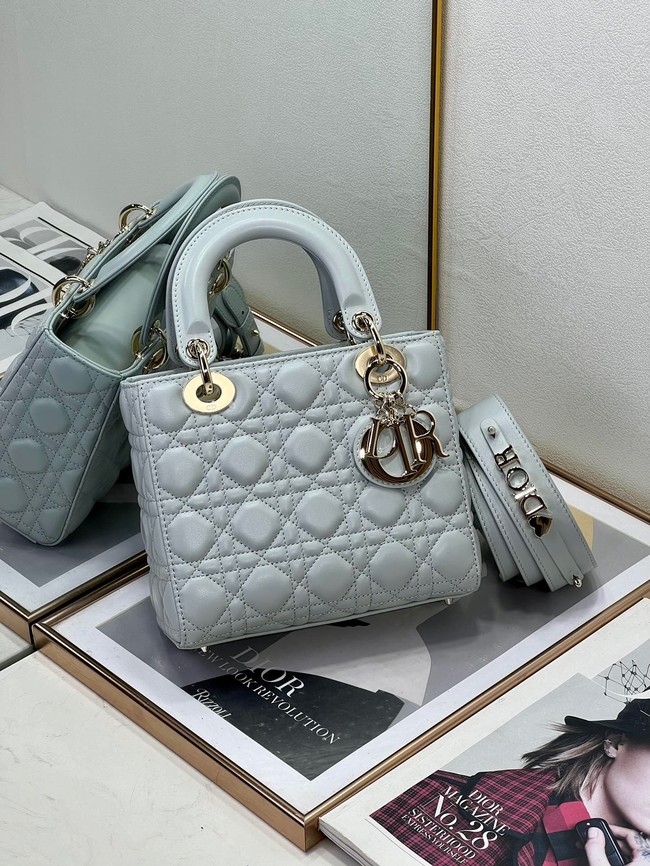Small Lady Dior My ABCDior Bag Pale Blue Cannage Lambskin M0538ON