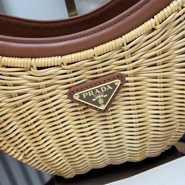 Prada Wicker and leather Prada Arque bag 1BC202 Natural