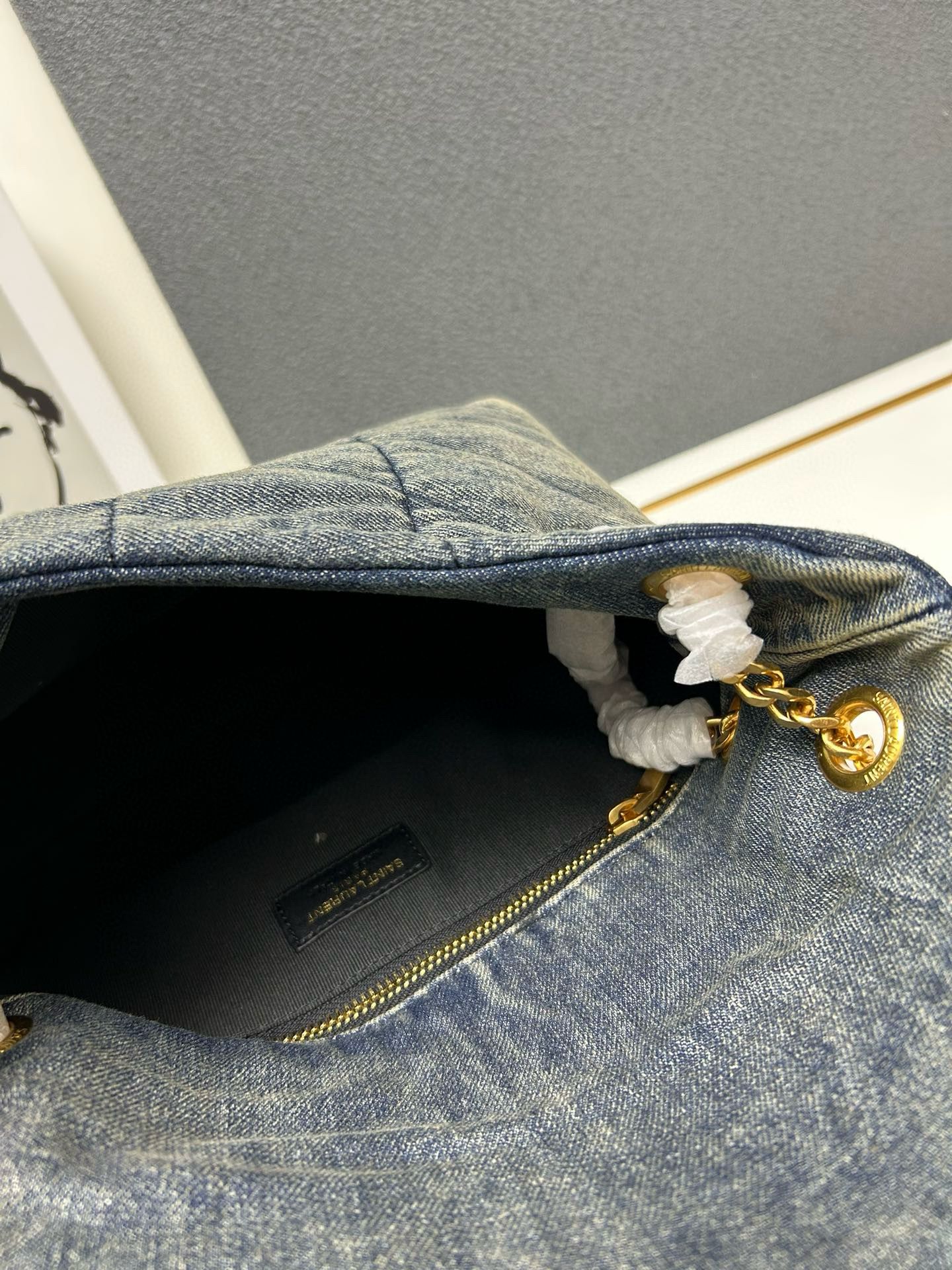 Yves Saint Laurent Loulou Puffer Denim Bag S03020 Blue Yves Saint Laurent Loulou Puffer Denim Bag S03020 Blue