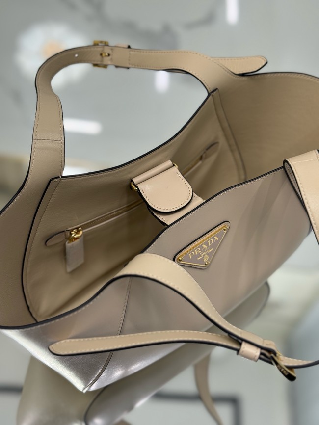 Prada medium leather tote bag 1BG483 Travertine