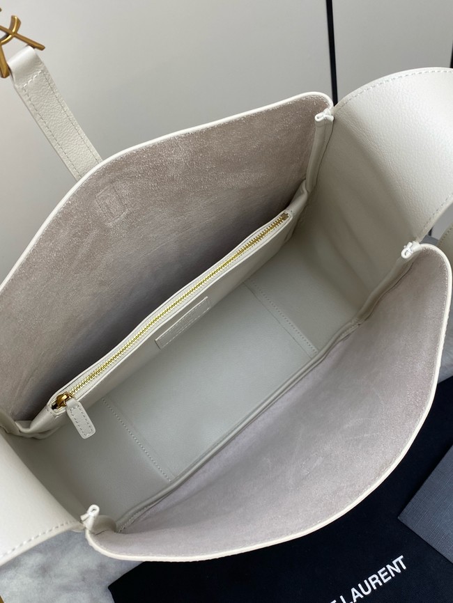 SAINT LAURENT LE 5 A 7 SUPPLE LARGE IN GRAINED LEATHER 753837 BLANC VINTAGE