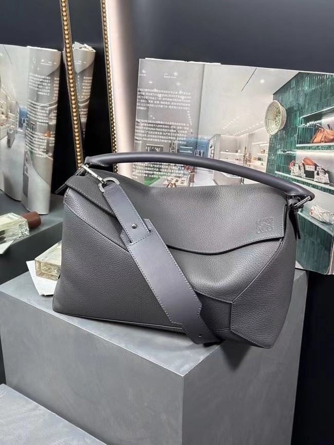 Loewe Large grainy cowhide leather Puzzle bag 231095 dark gray