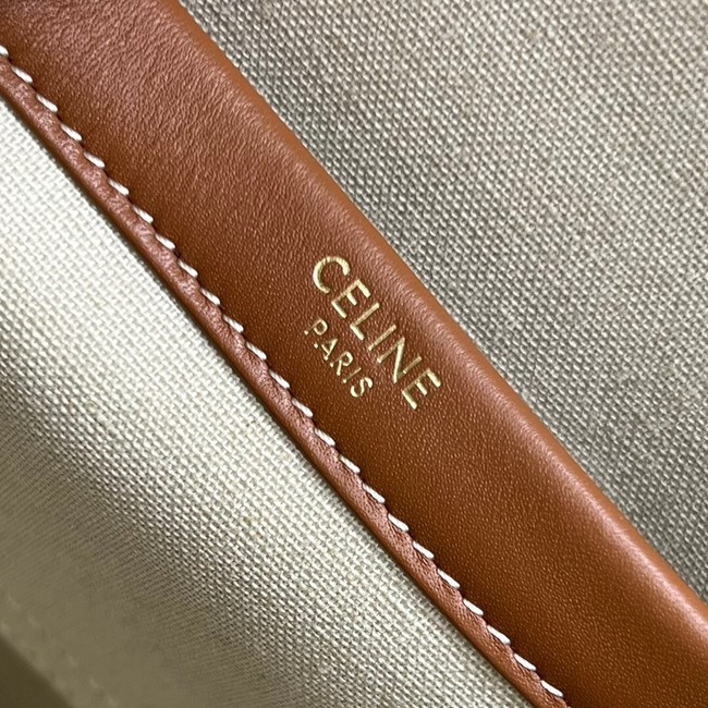 Celine SMALL CABAS THAIS IN TEXTILE WITH TRIOMPHE CANVAS PRINT AND CALFSKIN 199162 WHITE